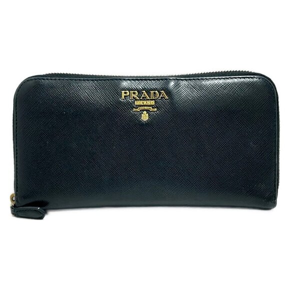 Auth PRADA - Black Saffiano Leather Long Wallet - Picture 1 of 10